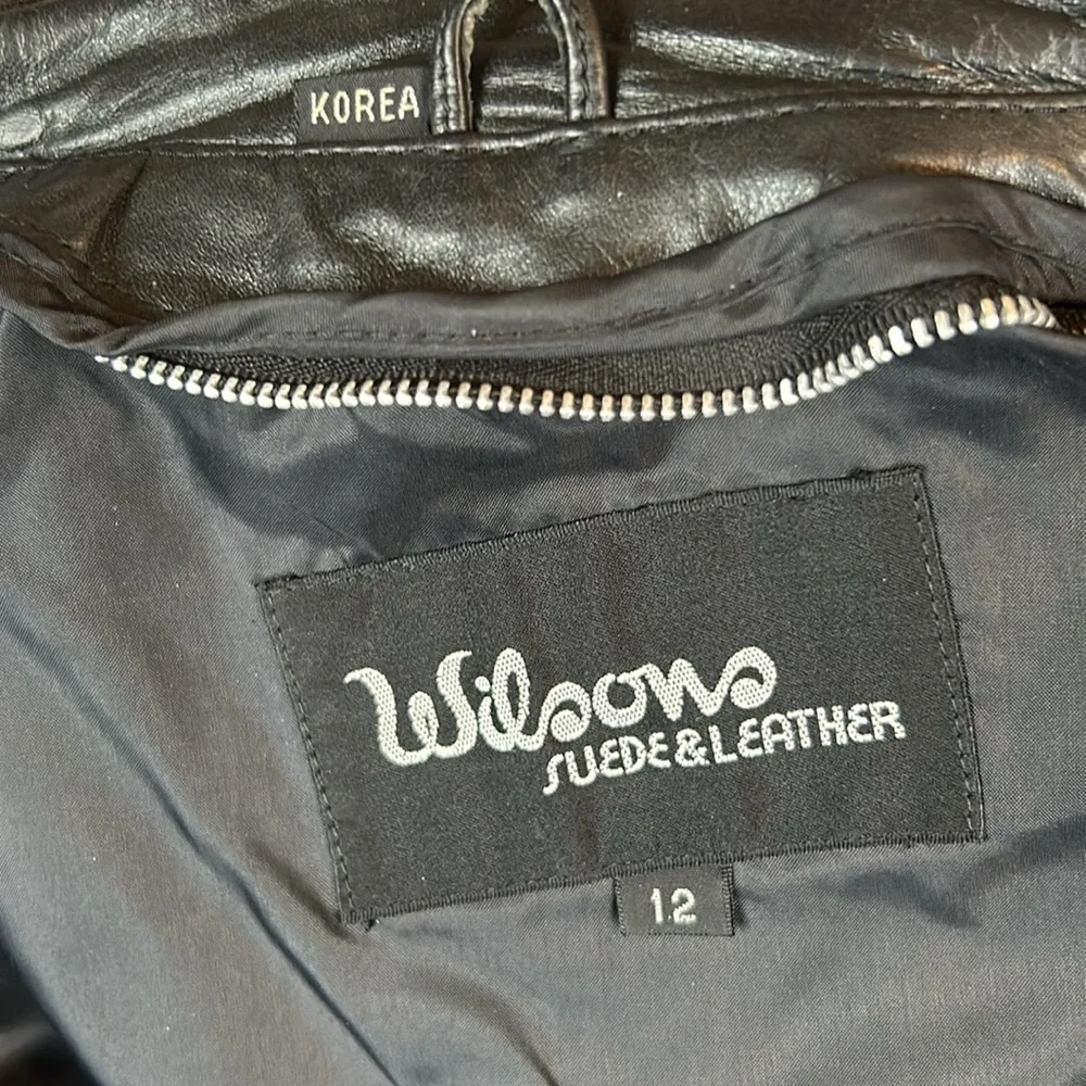 Wilsons Suede & Leather-Black Leather Jacket-Size 12-Excellent Condition - Picture 8 of 11